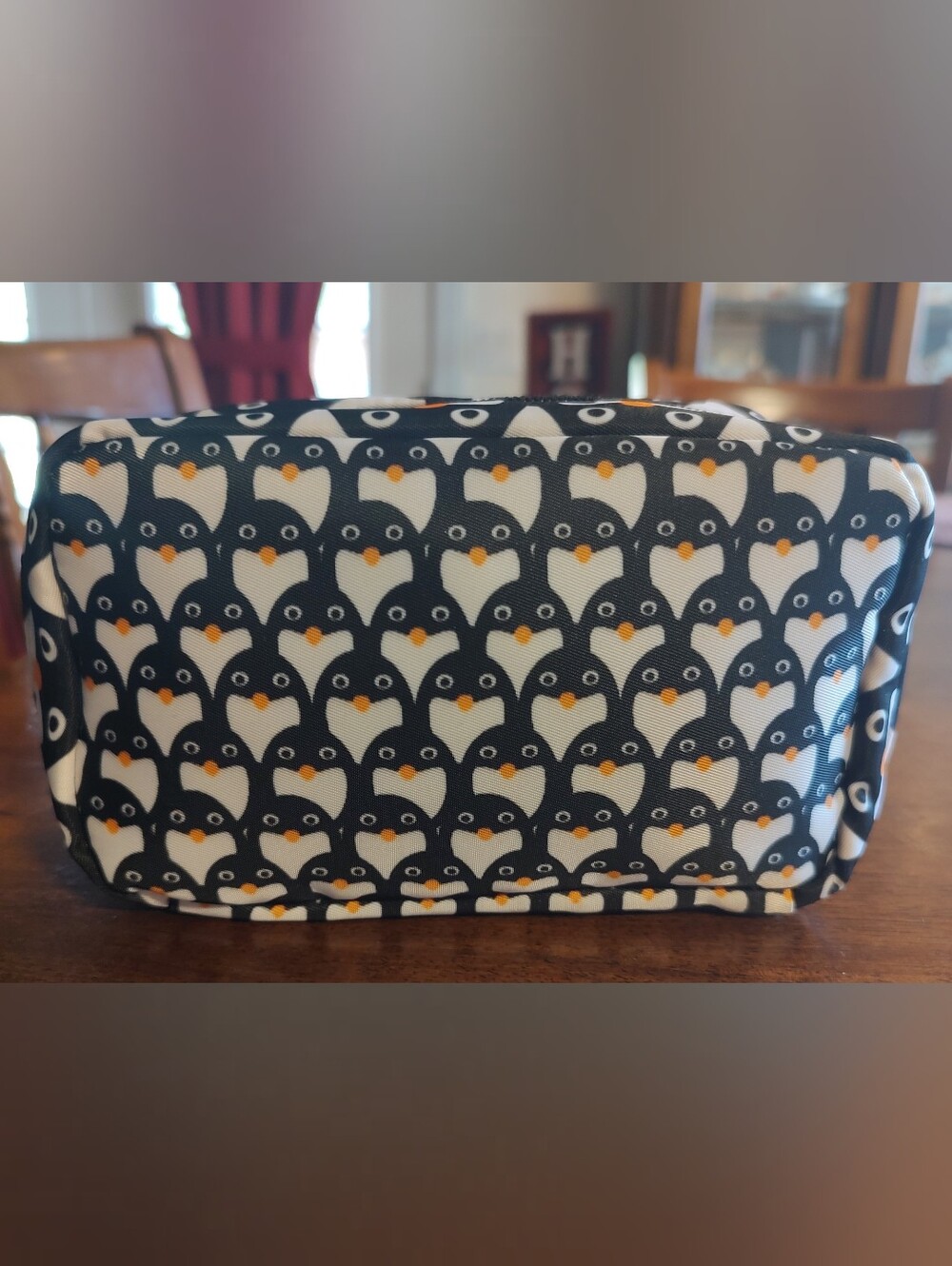 Penguin Print Waterproof Cosmetic Pouch - Black & White